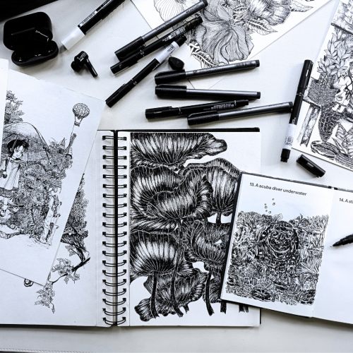 Photo of Little Adventurers Illustration by Uni Inku Art on messy table